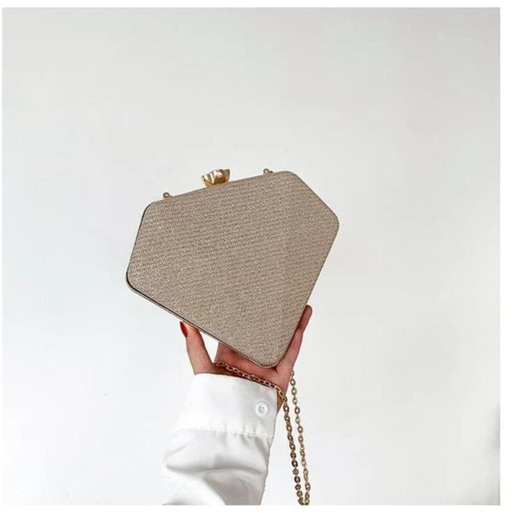 Diamond Shaped Crossbody Bag In Gold - Picture 2 of 6